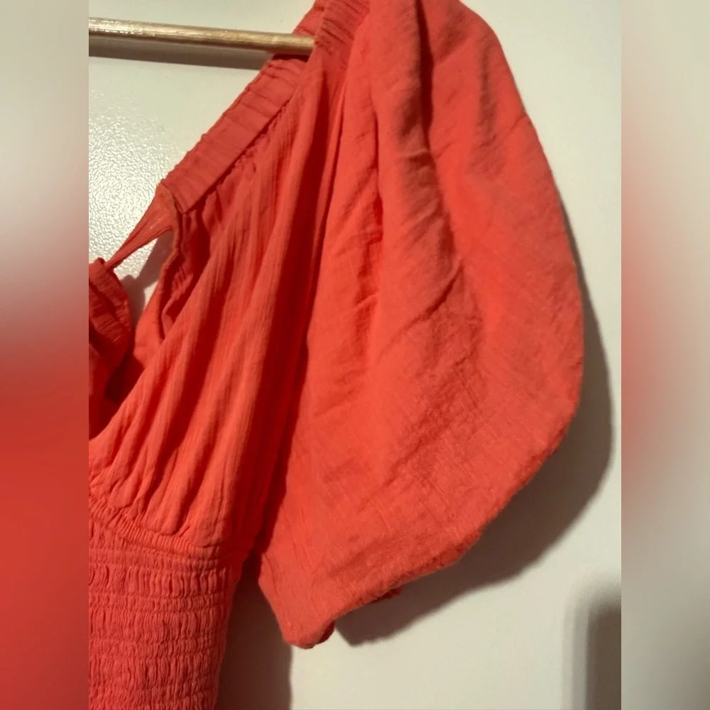 Free People Coral Tie-Front Swim Cover-Up